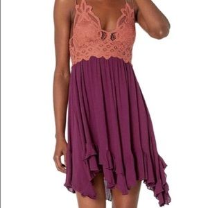 Adorable Free People Adella Slip Dress in Copper Combo, Size S/P